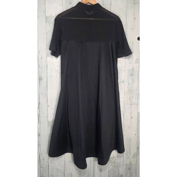 COS Sheer Yoke Minimialist Hi-Low Shift Shirt Dress LBD Sz. 6 - Picture 4 of 7